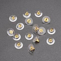 50Pairs Brass Bullet Clutch Bullet Clutch Earring Backs with Pad&nbsp;KK-YW0001-02G