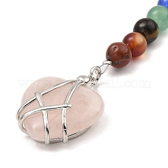 Natural & Synthetic Gemstone Heart Keychain&nbsp;G-Z033-11P