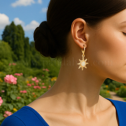 8 Pairs 4 Colors Alloy Opalite Sun Leverback Earrings&nbsp;EJEW-HY0001-54
