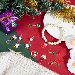 Alloy Enamel Tree & Gifts Box & Penguin & Snowman & Stocking & Glove Pendant Locking Stitch Markers&nbsp;HJEW-AB00066