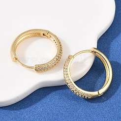 Brass Clear Cubic Zirconia Hoop Earrings&nbsp;EJEW-A156-08A-G