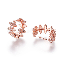 Brass Micro Pave Cubic Zirconia Huggie Hoop Earrings&nbsp;EJEW-F209-05RG