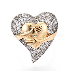 Brass Micro Pave Cubic Zirconia Adjustable Open Cuff Rings for Women&nbsp;RJEW-N051-05GP