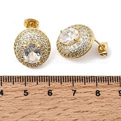 Oval Brass Clear Cubic Zirconia Stud Earrings for Women&nbsp;EJEW-A162-01G