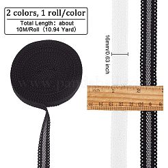 2 Rolls 2 Colors Polyester Hollow Elastic Ribbon&nbsp;SRIB-OC0001-04