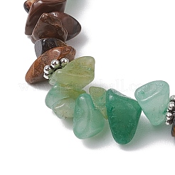 Natural Tiger Eye & Green Aventurine Chip Beaded Stretch Bracelets&nbsp;BJEW-JB10776-02