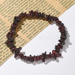 Chips Natural Garnet Beaded Stretch Bracelets&nbsp;X-BJEW-JB01826-09