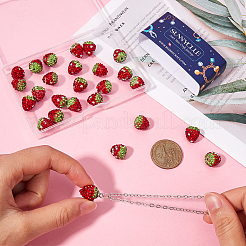 30Pcs Rhinestone Strawberry Plastic Beads&nbsp;FIND-SC0012-13