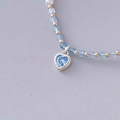 Ocean Heart Natural Slice Blue Pearl Necklace Small Fresh Lock Collar&nbsp;LR5640