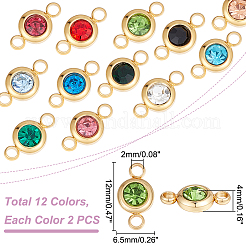 24Pcs 12 Colors 304 Stainless Steel Rhinestone Connector Charms&nbsp;STAS-UN0041-20