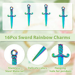 16Pcs Ion Plating(IP) 201 Stainless Steel Pendants&nbsp;STAS-DC0014-69