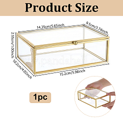Glass & Brass Jewelry Box with Chain Hinge&nbsp;CON-WH0110-335A