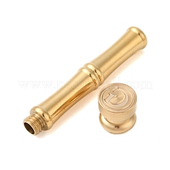 Golden Tone Brass Wax Seal Stamp Head with Bamboo Stick Shaped Handle&nbsp;LS-STAM-K001-05G-G