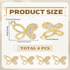 4Pcs Brass Micro Pave Cubic Zirconia Pendants&nbsp;ZIRC-LP0001-27
