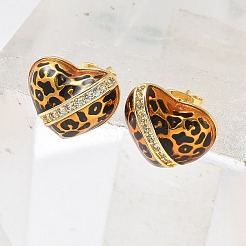 Brass Micro Pave Clear Cubic Zirconia Stud Earrings for Women&nbsp;EJEW-A169-01D-G