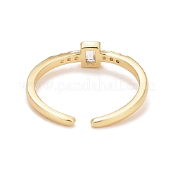 Clear Cubic Zirconia Square Open Cuff Ring&nbsp;RJEW-C022-01G