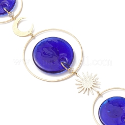 Handmade Lampwork Flat Round with Evil Eye Hanging Suncatchers&nbsp;HJEW-JM04405