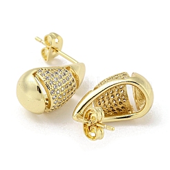 Teardrop Rack Plating Brass Micro Pave Cubic Zirconia Stud Earrings&nbsp;EJEW-F331-22G