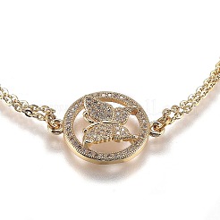 Brass Micro Pave Clear Cubic Zirconia Link Bracelets&nbsp;BJEW-Z003-30G
