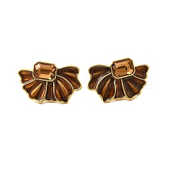 Brass Enamel Stud Earrings&nbsp;EJEW-B120-01G-01