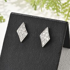Rhombus Brass Micro Pave Clear Cubic Zirconia Stud Earrings for Women&nbsp;EJEW-G428-16P