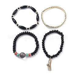 Alloy Rhinestone Cup Chain & Multi-layered Stretch Bracelets Sets&nbsp;BJEW-SZ0001-012B