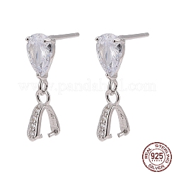 Anti-Tarnish Rhodium Plated 925 Sterling Silver Dangle Stud Earing Settings&nbsp;STER-K038-008P