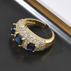 Brass Micro Pave Cubic Zirconia Cuff Open Rings for Women&nbsp;RJEW-L343-13G