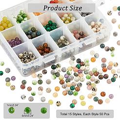750Pcs 15 Styles Natural & Synthetic Gemstone Beads&nbsp;G-NB0003-88