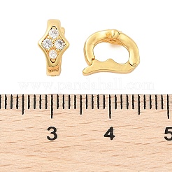 Brass Micro Pave Clear Cubic Zirconia Fold Over Clasps&nbsp;KK-U056-10G
