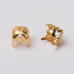 Square Brass Sew on Prong Settings&nbsp;KK-O084-05G-6x6mm