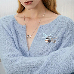 Coffee 304 Stainless Steel Brooch&nbsp;JEWB-YW00002