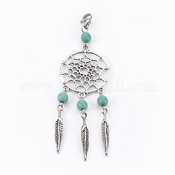 Dyed Synthetic Turquoise Big Pendants&nbsp;HJEW-JM00343