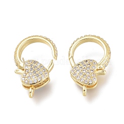 Brass Micro Pave Clear Cubic Zirconia Lobster Claw Clasps&nbsp;ZIRC-Q024-15G