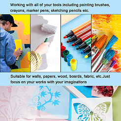 2Sets Square with Floral & Butterfly Pattern PET Drawing Stencil&nbsp;DIY-CW0001-12