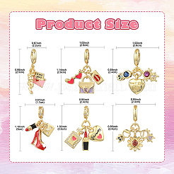 1Pc Valentine's Day Brass Clear Cubic Zirconia Makeup European Dangle Charms&nbsp;KK-YW0002-59A