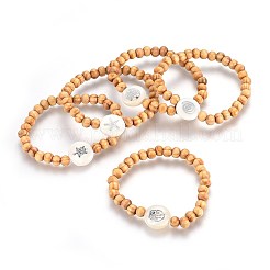 Wood Beads Kids Stretch Bracelets&nbsp;BJEW-JB03970-M