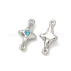 304 Stainless Steel Aquamarine Rhinestone Connector Charms&nbsp;STAS-L308-03A-P