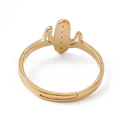 Ion Plating(IP) 201 Stainless Steel Cactus Adjustable Ring for Women&nbsp;RJEW-K238-03G