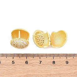 Round Brass Micro Pave Clear Cubic Zirconia Hoop Earrings&nbsp;EJEW-K305-04G