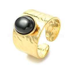 Natural Carnelian/Black Agate/Tiger Eye/Lapis Lazuli/Moss Agate Cuff Open Rings&nbsp;RJEW-JR01079-02