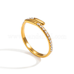 304 Stainless Steel Rhinestone Cuff Open Rings for Women&nbsp;LE9234