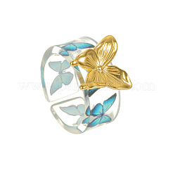 304 Stainless Steel & Resin Cuff Open Rings&nbsp;WG35F47-01