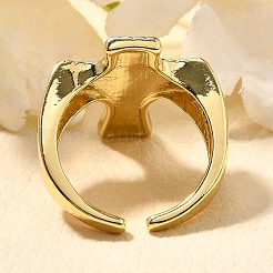 Brass Micro Pave Clear Cubic Zirconia Cuff Rings&nbsp;RJEW-U035-02GP-01