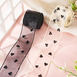 2 Rolls 2 Colors Polyester Heart Flocking Ribbon&nbsp;OCOR-TA0002-78
