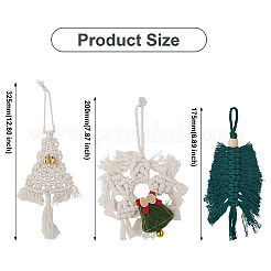 3Pcs 3 Style Christmas Theme Cotton Weave Pendant Decorations&nbsp;HJEW-CF0001-13