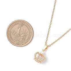 Crown Brass Cubic Zirconia Pendants Necklaces for Women&nbsp;NJEW-JN05519