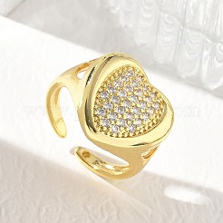 Brass Micro Pave Cubic Zirconia Cuff Open Rings for Women&nbsp;CU-CBA760A-13C-G