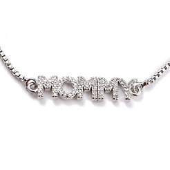 Adjustable Brass Micro Pave Clear Cubic Zirconia Slider Bracelets&nbsp;BJEW-L652-16P