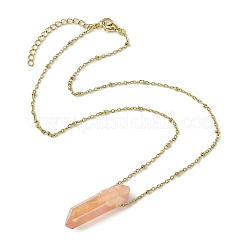 Electroplated Natural Quartz Crystal Prism Pendant Necklaces&nbsp;NJEW-JN05029-01